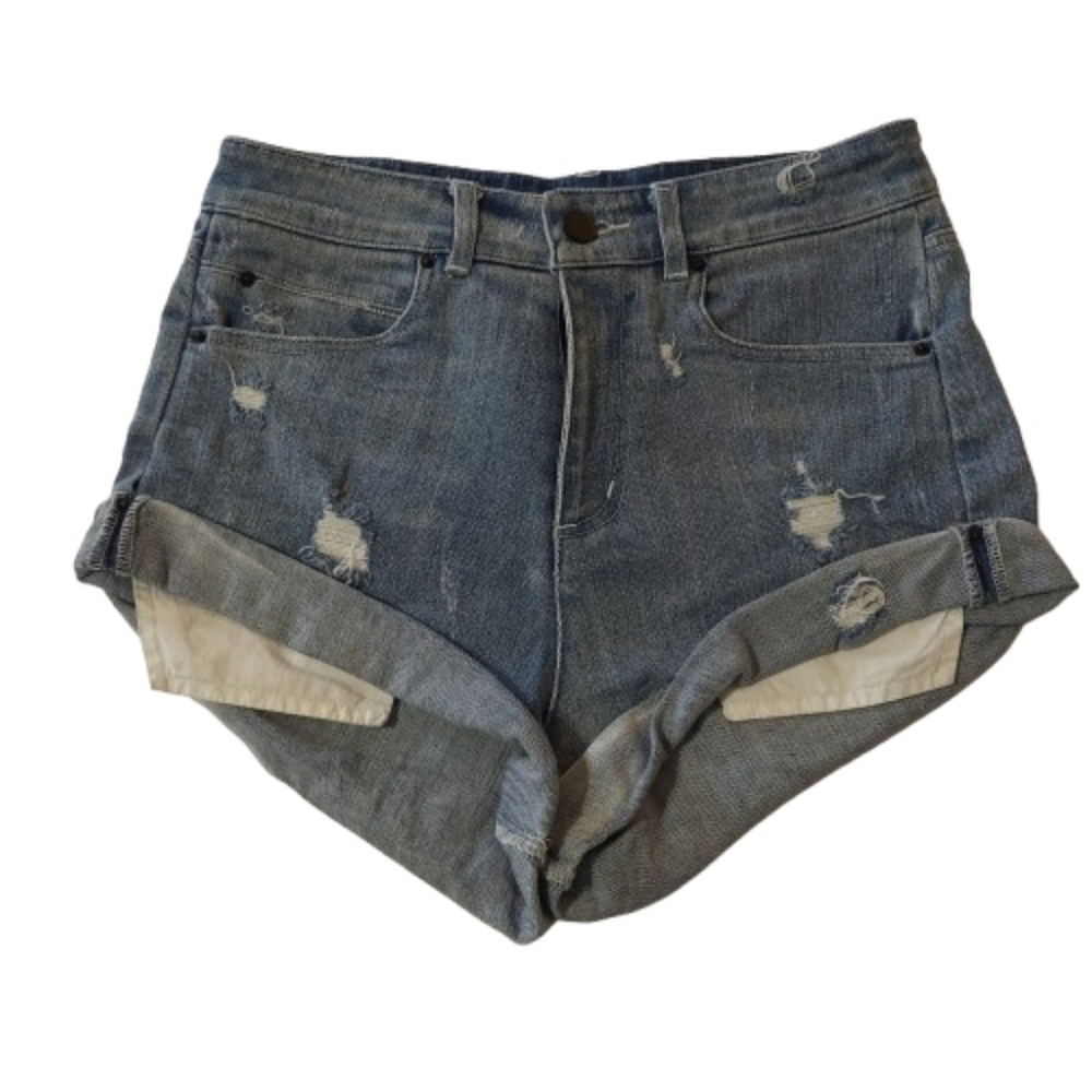 Alexander Wang Denim Jean Shorts High Rise Cuffed Cotton Casual Summer